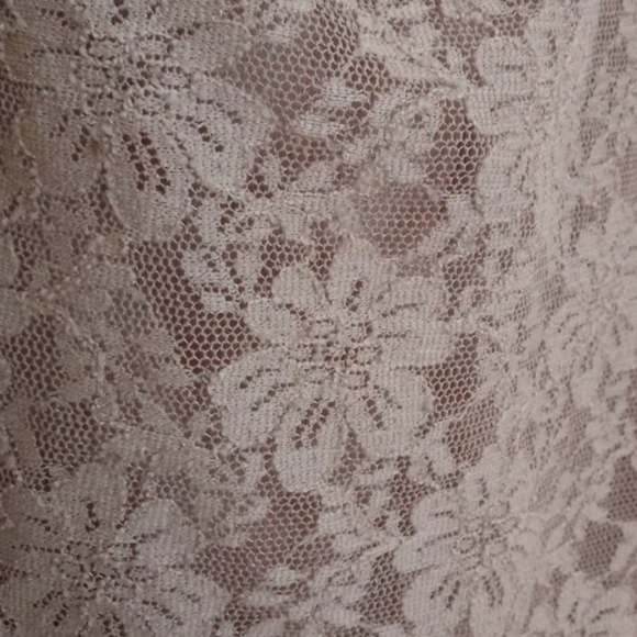 Strapless Tan Lace Overlay Mini Dress Size Small - Picture 9 of 16